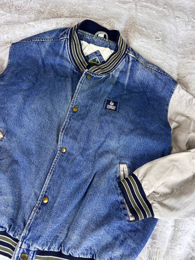 Vintage Oregon Lottery Denim Trucker Bomber Jacket - 2XL