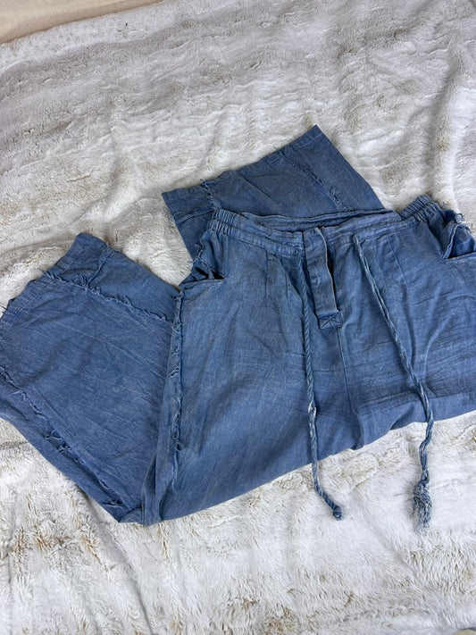 Earth Bound Wide Leg High Rise Chambray Wide Leg Pants - XL