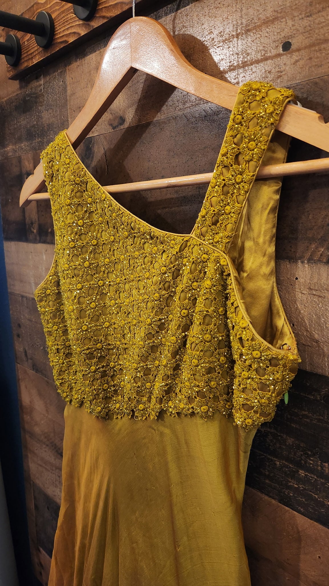 Solimano Yellow Beaded Silk Formal Dress - Size Small