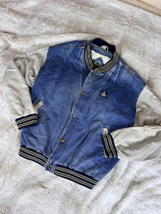 Vintage Oregon Lottery Denim Trucker Bomber Jacket - 2XL