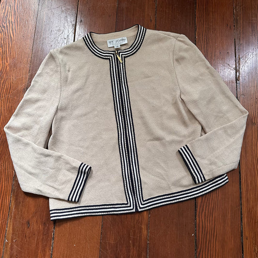 St. John Collection by Marie Gray Neutral Zip Up Sweater - Made in the USA