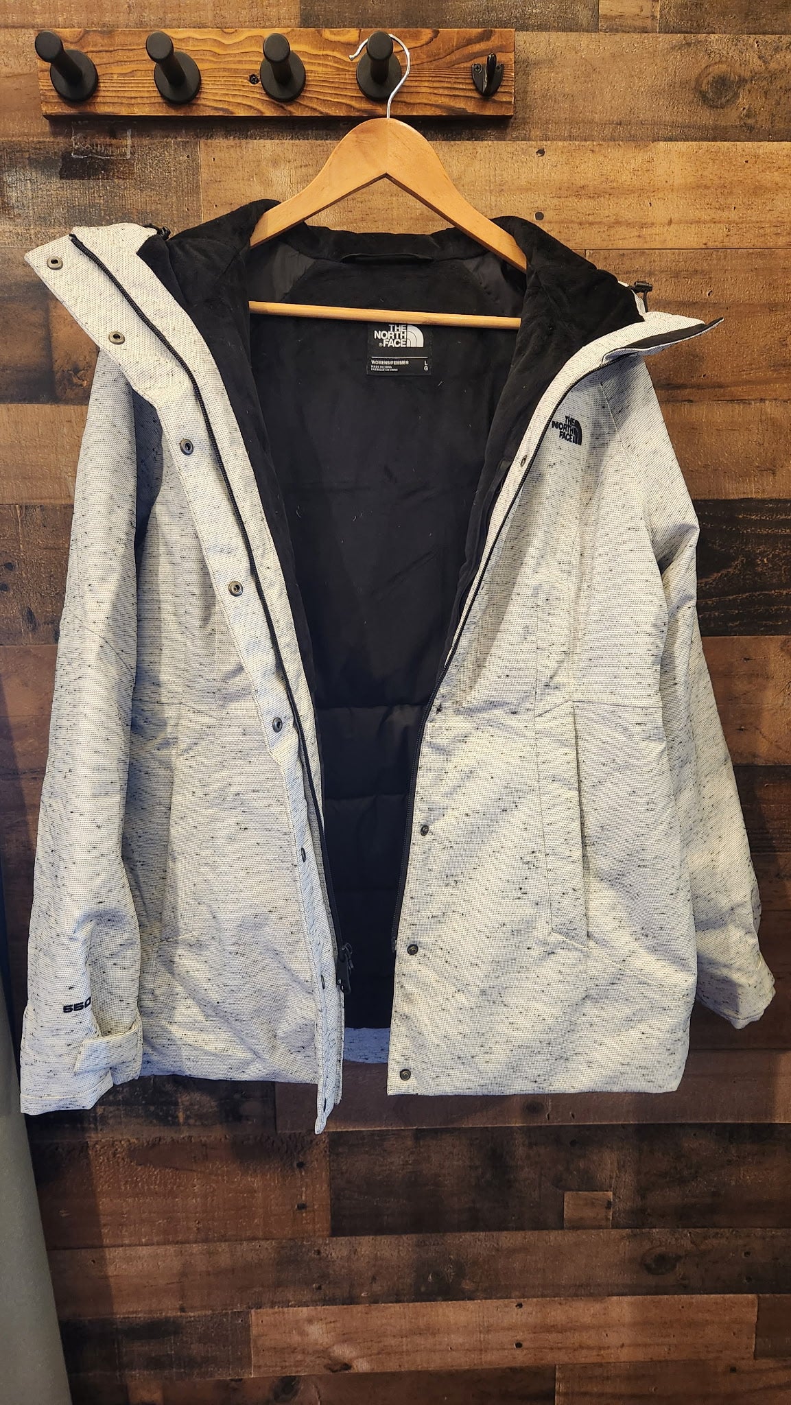 North Face Toastie Coastie White Speckled Zip Up Jacket - Size Large