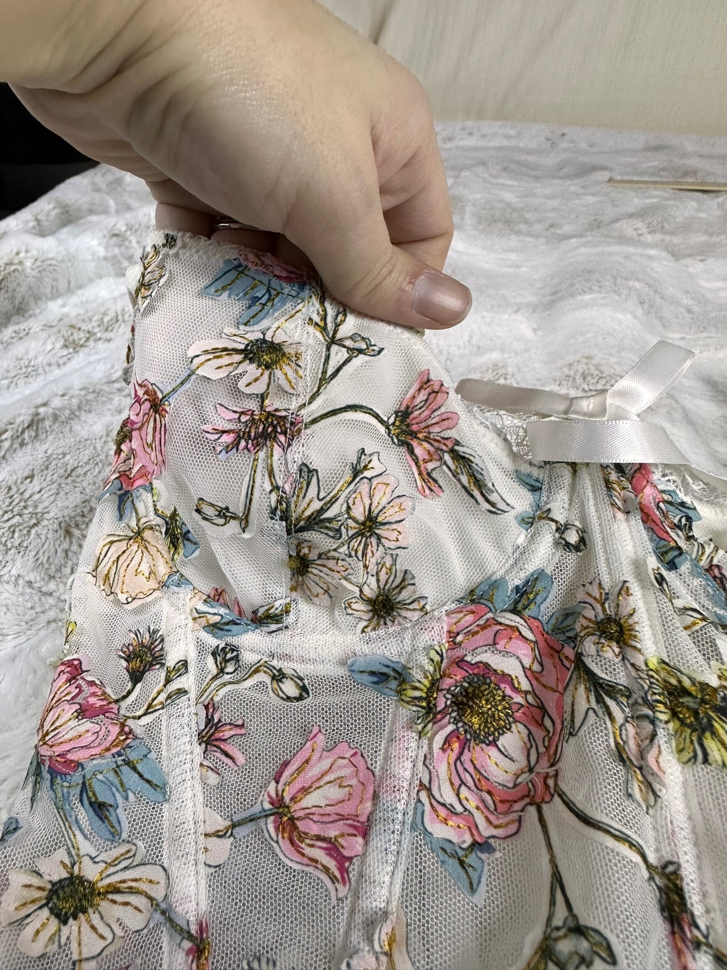 Victorias Secret Floral Embroidered Lingerie Corset Top - Small