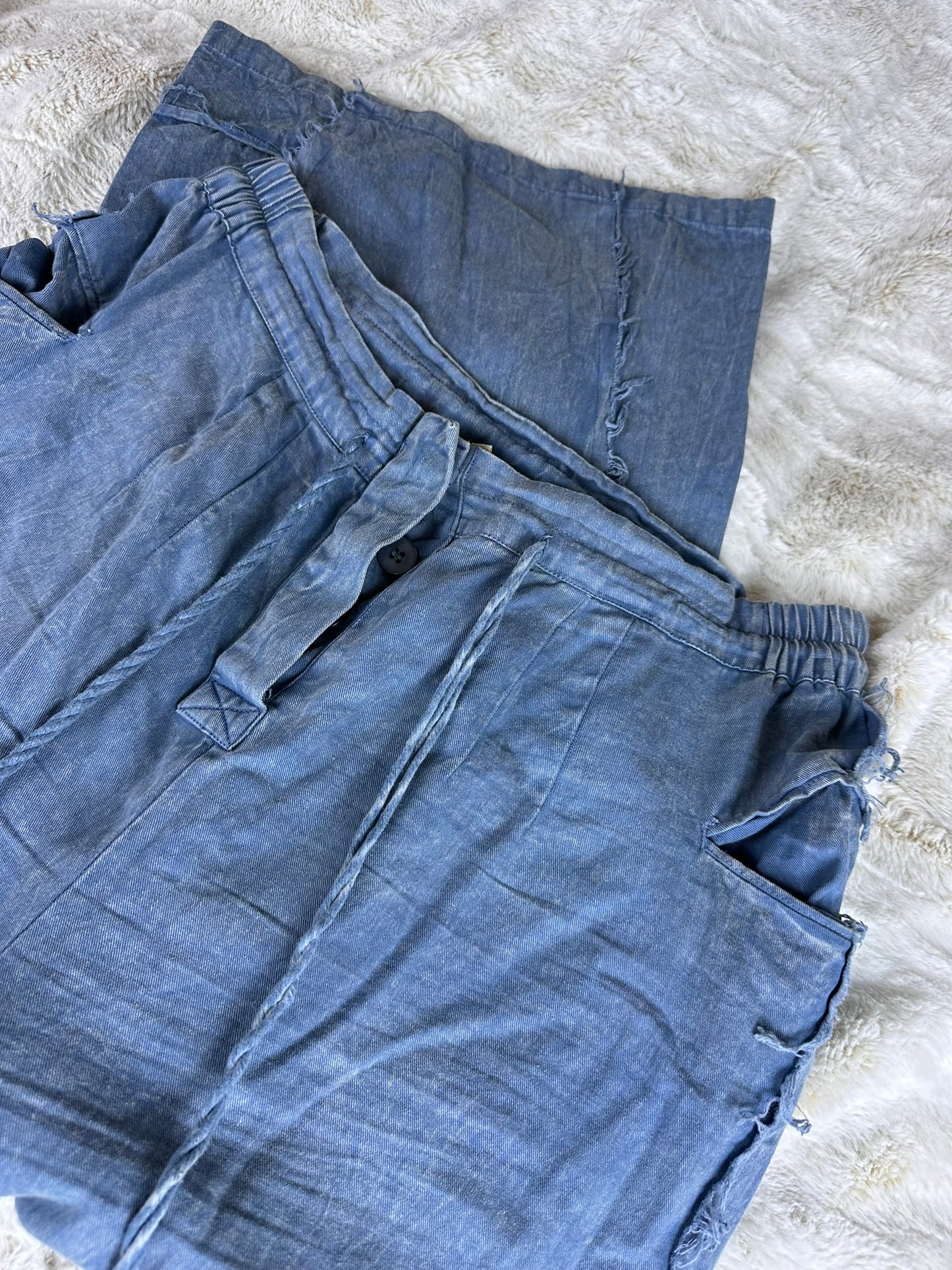 Earth Bound Wide Leg High Rise Chambray Wide Leg Pants - XL