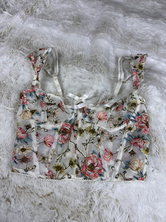 Victorias Secret Floral Embroidered Lingerie Corset Top - Small