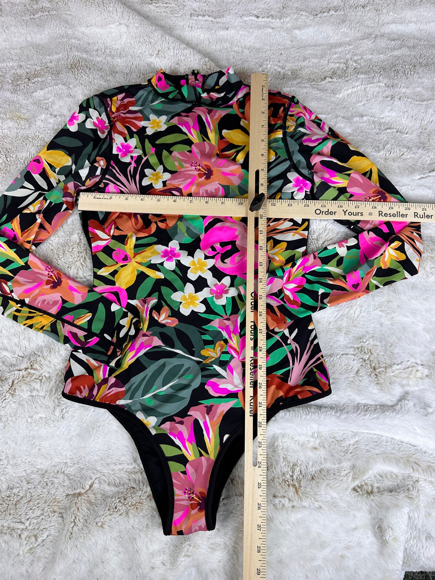 Hurley Floral Printed Long Sleeve Swim Suit Rash Guard