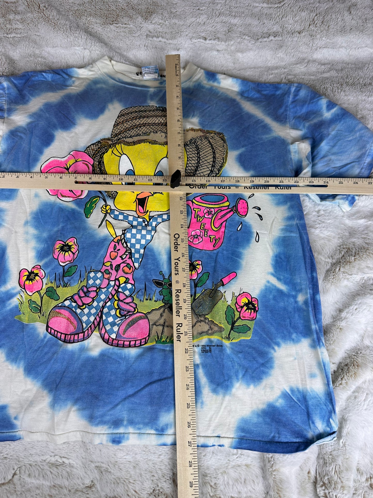 Vintage 90s Tweety Bird Gardening Tie Dye Graphic Tee - XL