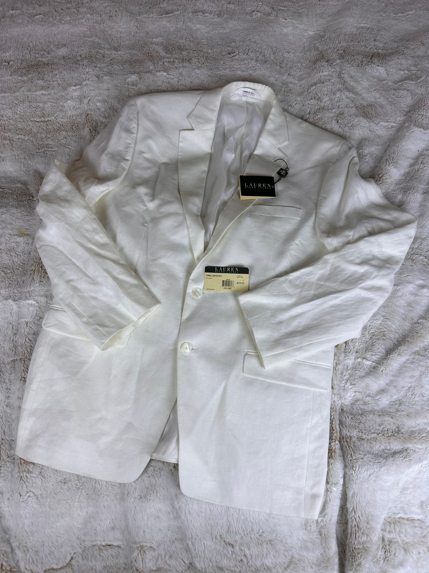 NWT Lauren Ralph Lauren 100% Linen White Blazer Jacket - XL 44 Long