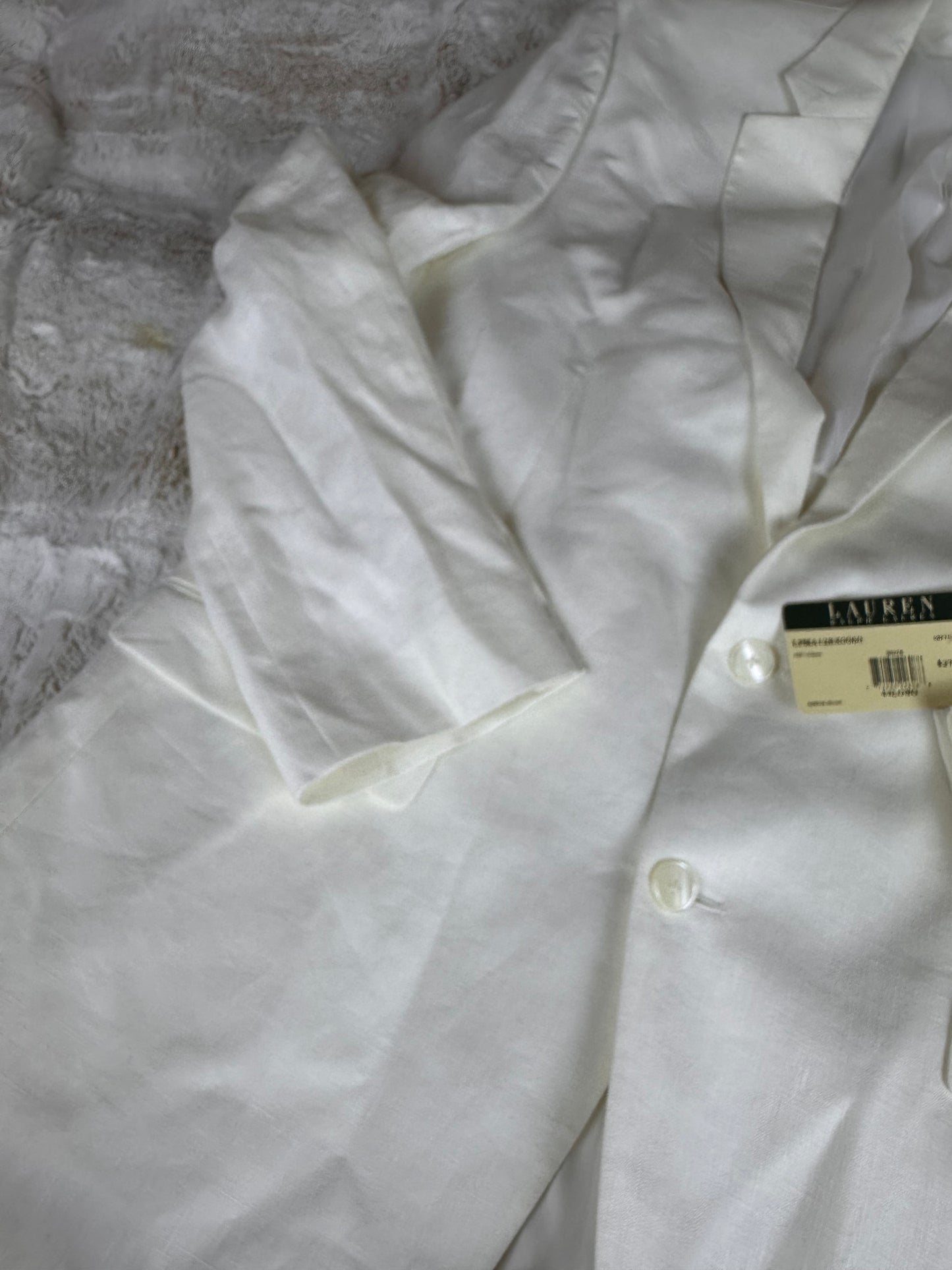 NWT Lauren Ralph Lauren 100% Linen White Blazer Jacket - XL 44 Long