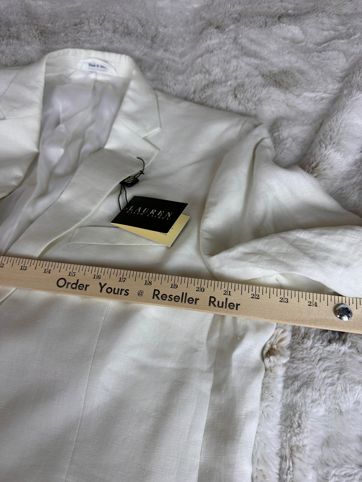 NWT Lauren Ralph Lauren 100% Linen White Blazer Jacket - XL 44 Long