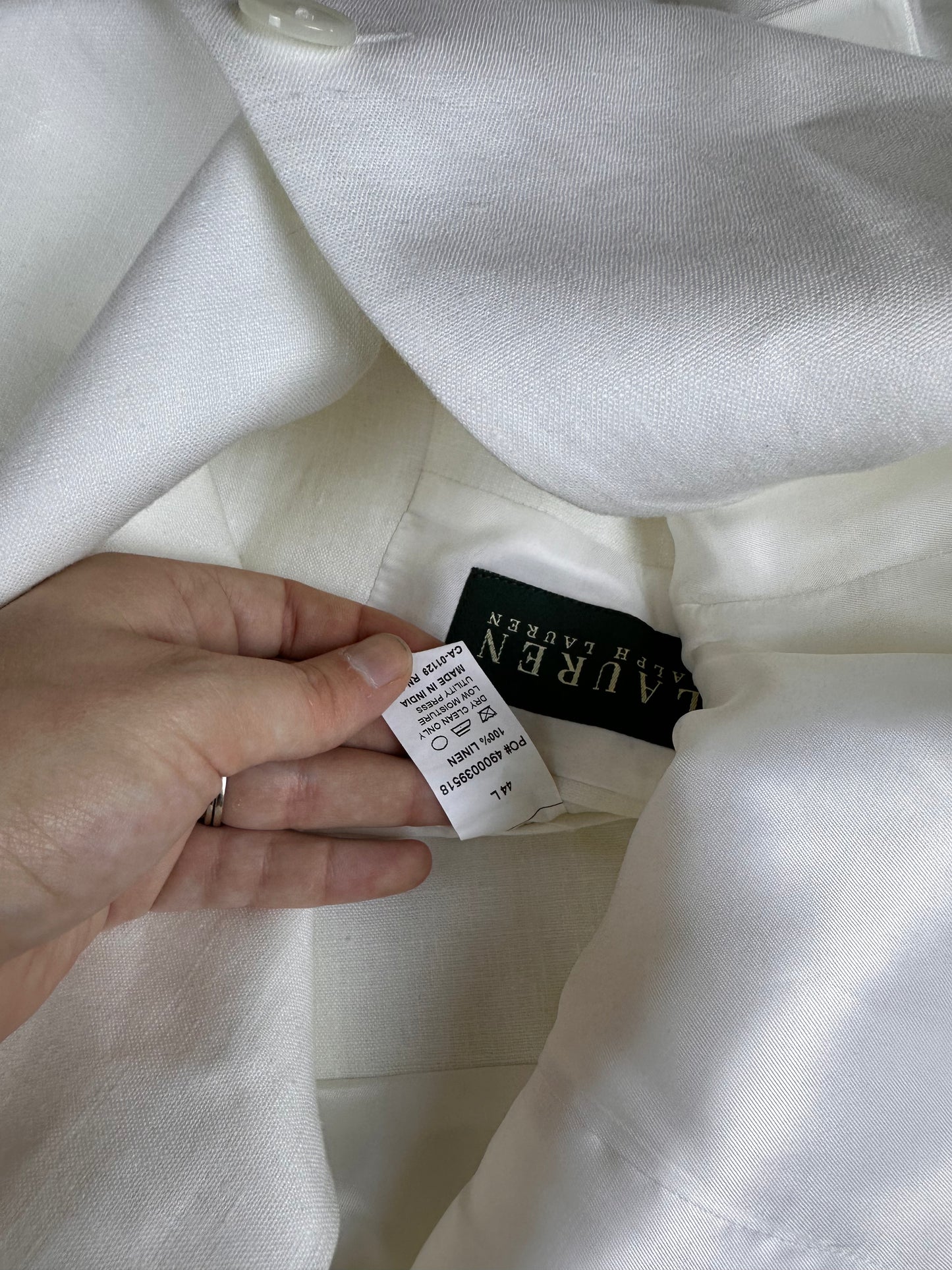 NWT Lauren Ralph Lauren 100% Linen White Blazer Jacket - XL 44 Long