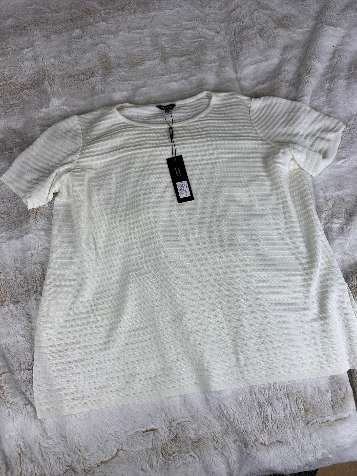 NWT Misook White Knit Tee Wrinkle Free Short Sleeve Top - XL