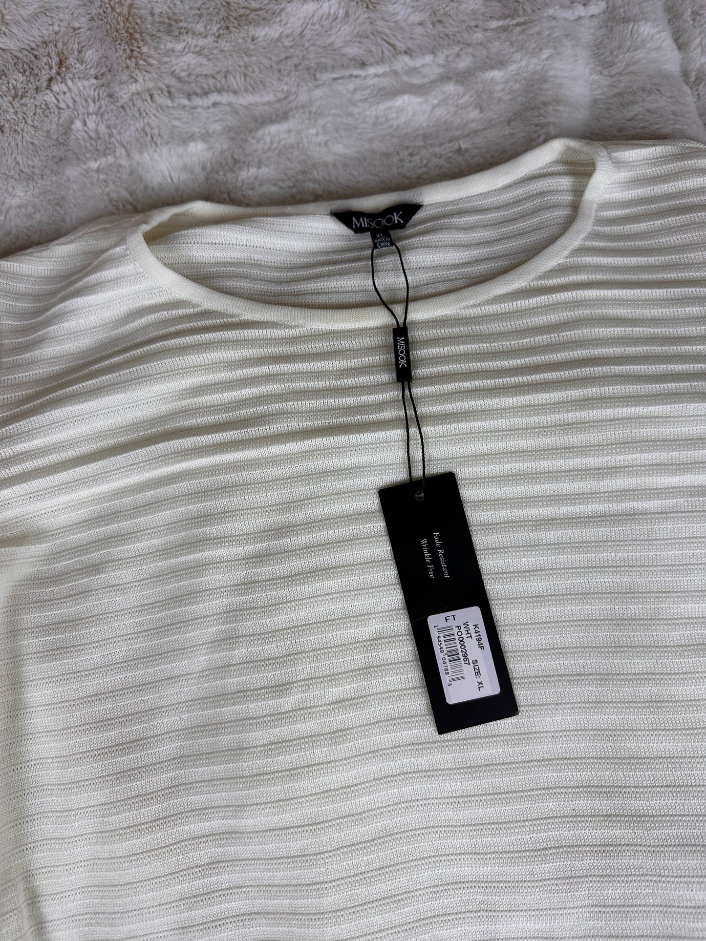 NWT Misook White Knit Tee Wrinkle Free Short Sleeve Top - XL