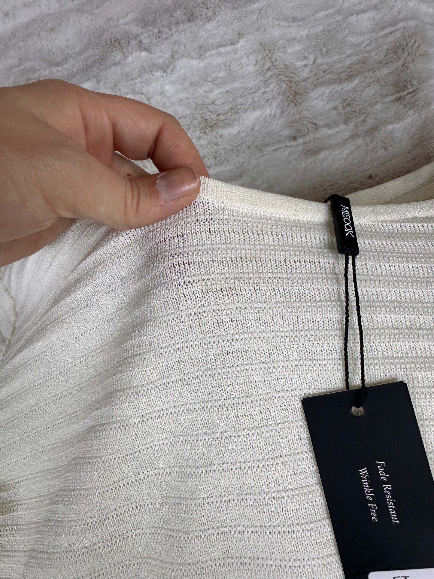 NWT Misook White Knit Tee Wrinkle Free Short Sleeve Top - XL