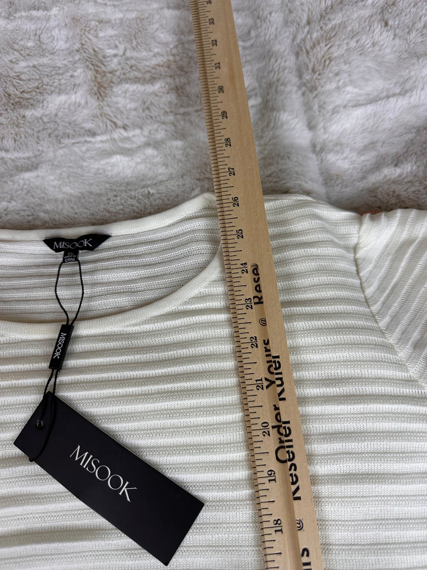 NWT Misook White Knit Tee Wrinkle Free Short Sleeve Top - XL