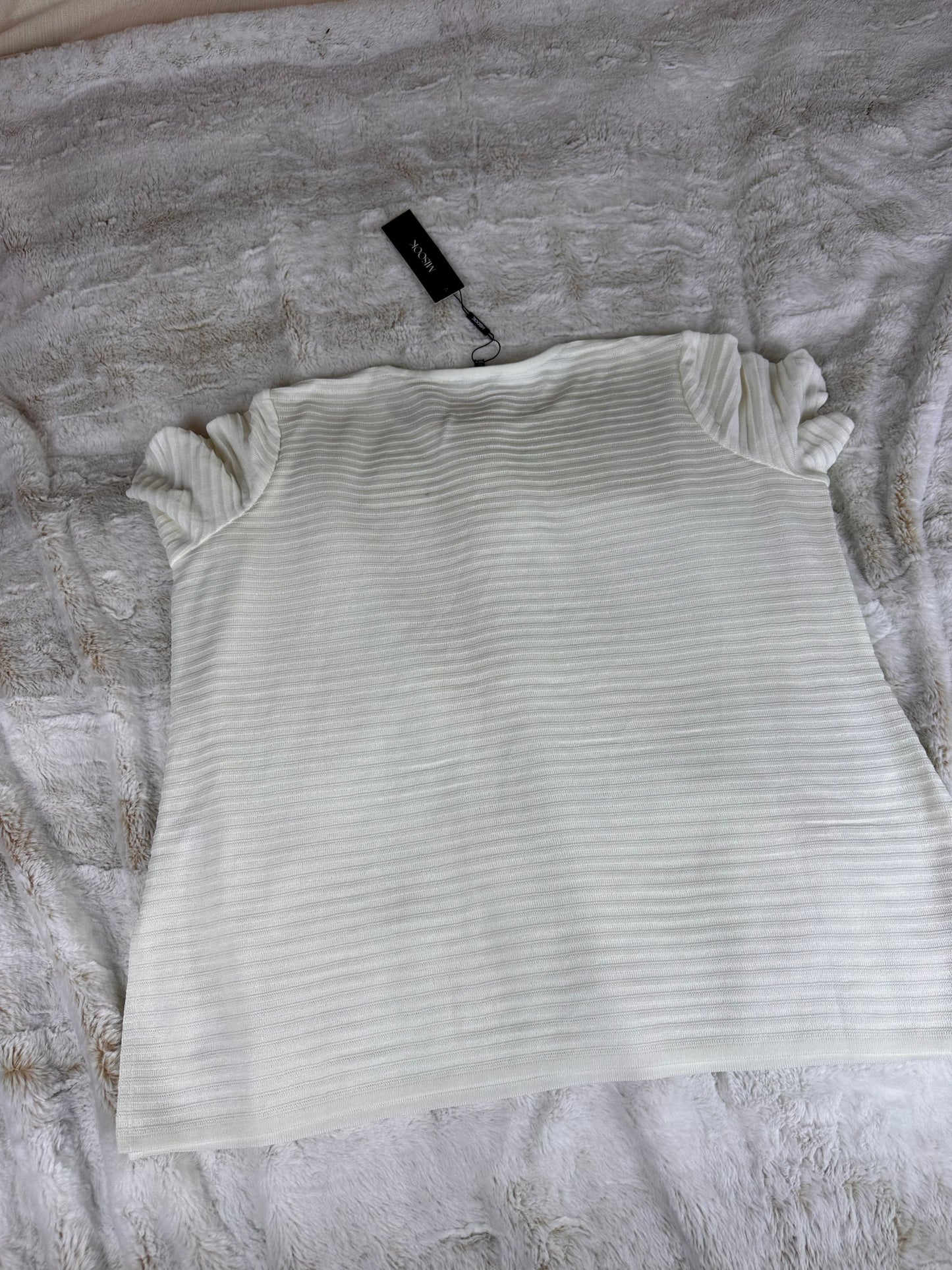 NWT Misook White Knit Tee Wrinkle Free Short Sleeve Top - XL