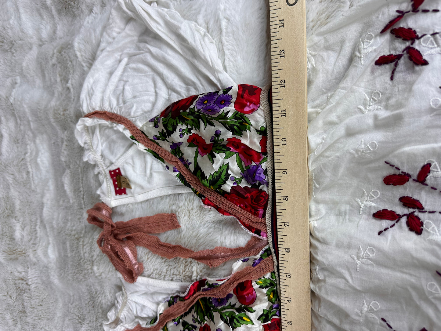 Free People Floral Embroidered Babydoll Blouse - Small