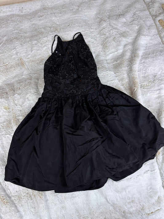 Vintage Gunne Sax Black Beaded Short Formal Dress - Small