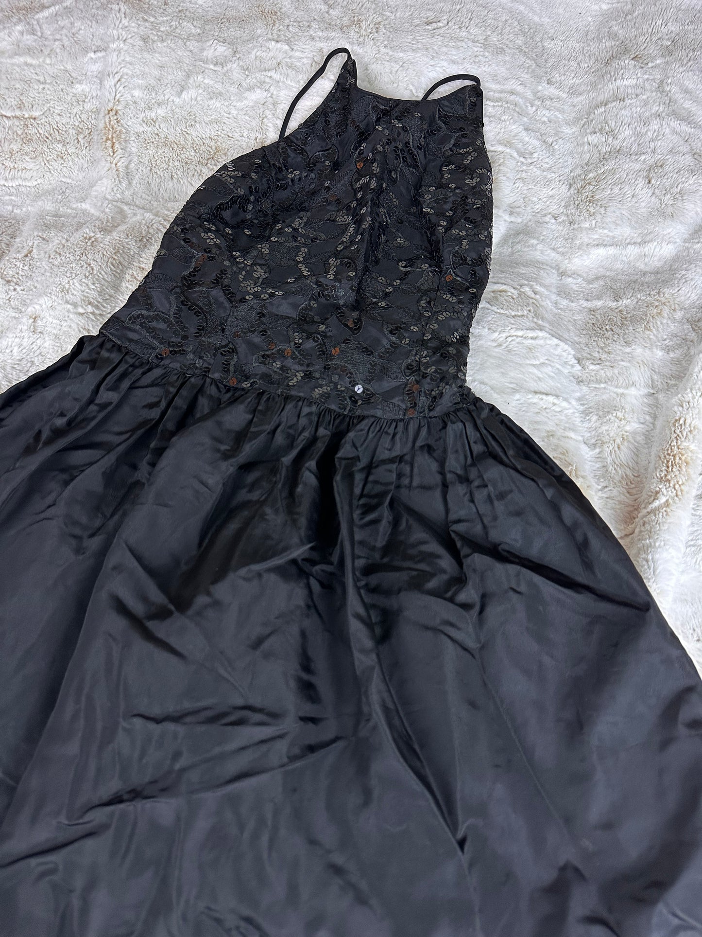 Vintage Gunne Sax Black Beaded Short Formal Dress - Small