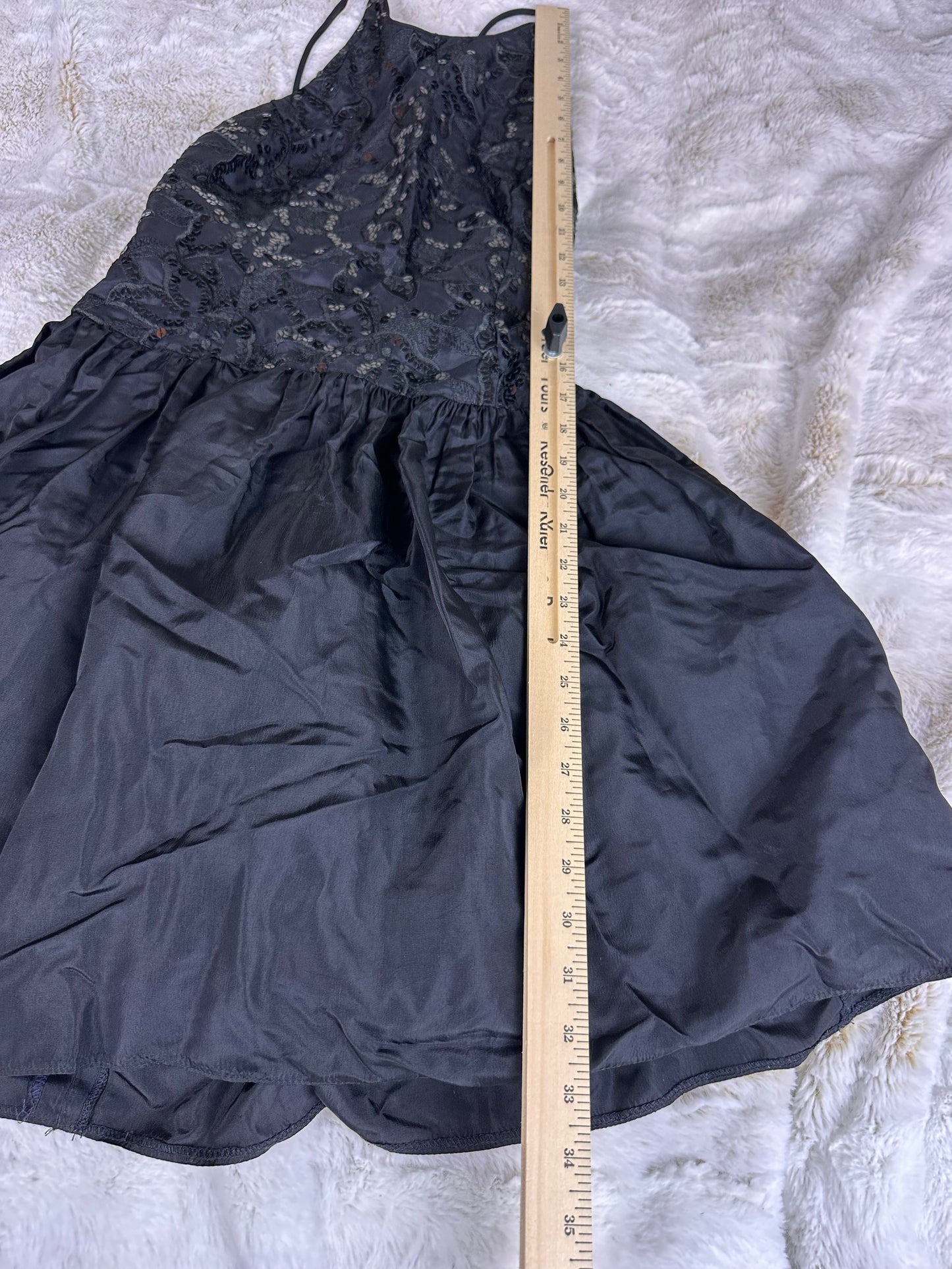 Vintage Gunne Sax Black Beaded Short Formal Dress - Small