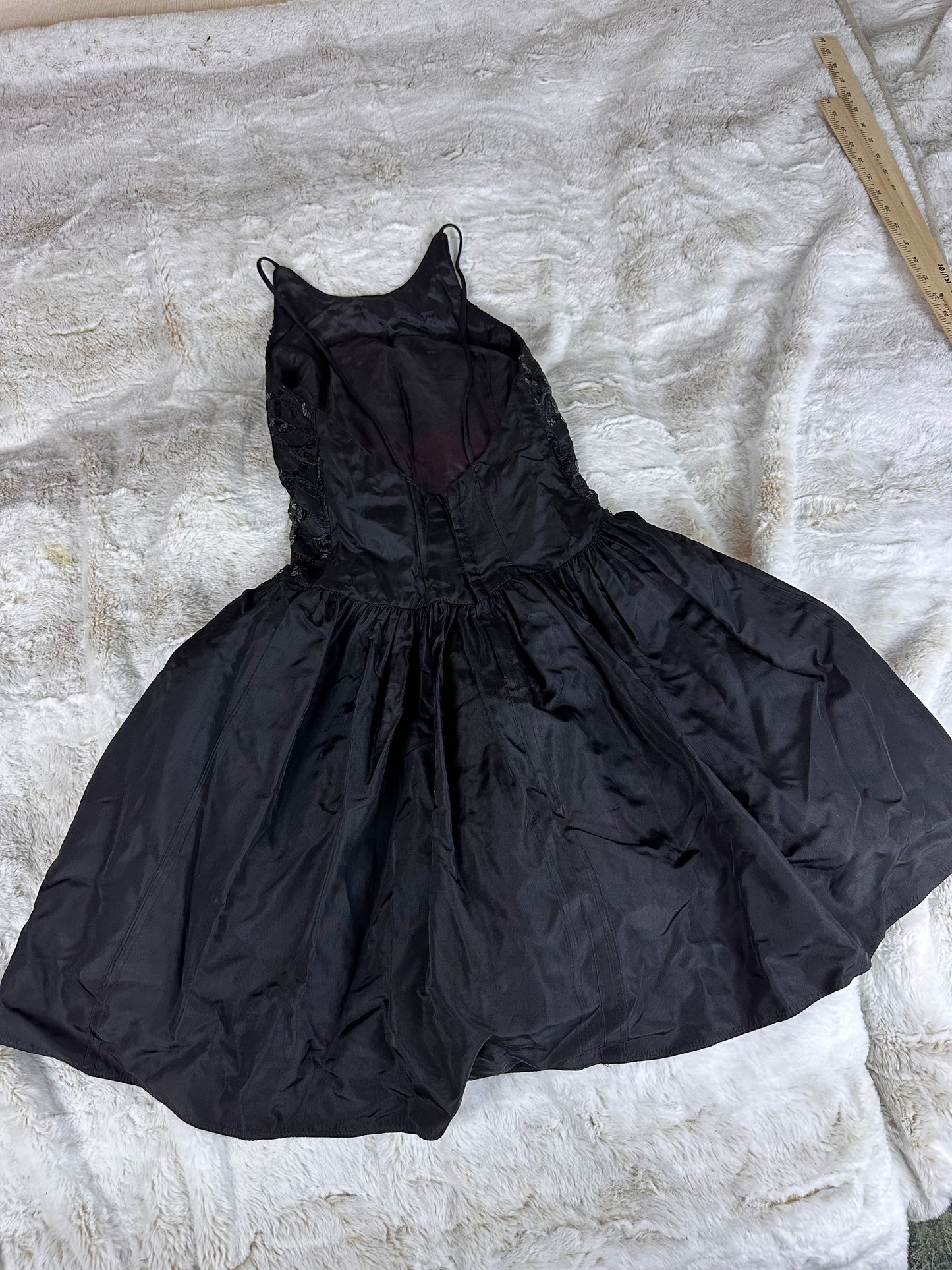 Vintage Gunne Sax Black Beaded Short Formal Dress - Small