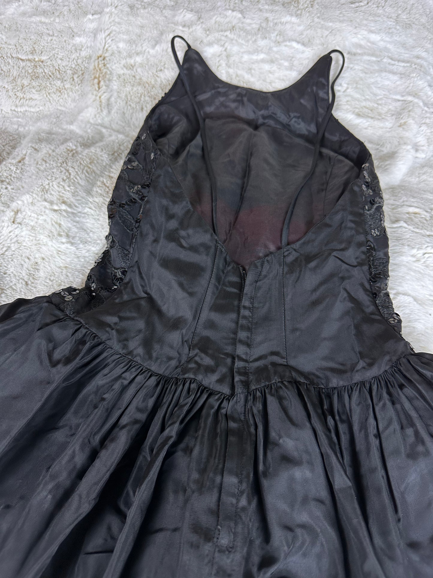Vintage Gunne Sax Black Beaded Short Formal Dress - Small