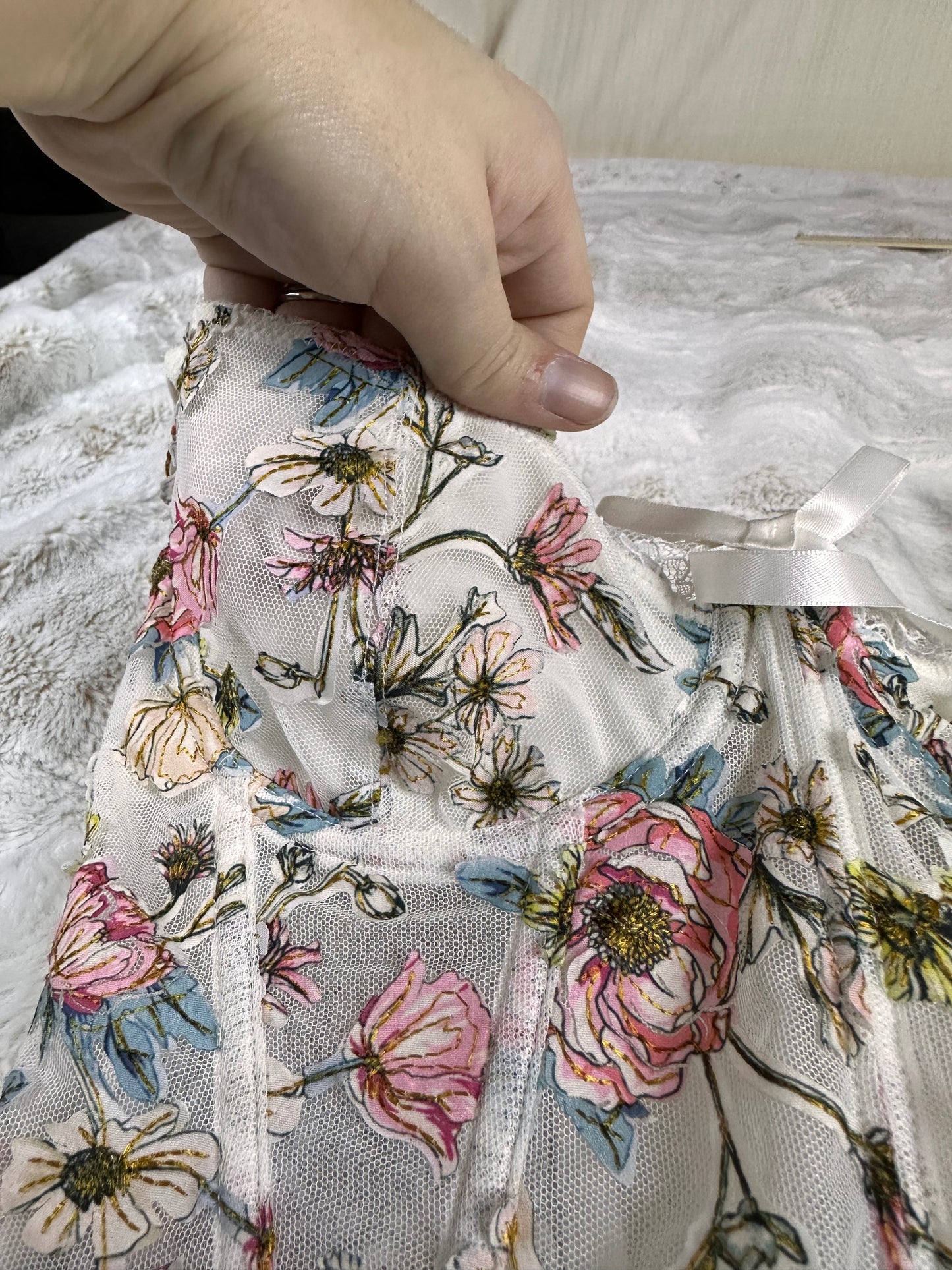 Victorias Secret Floral Embroidered Lingerie Corset Top - Small