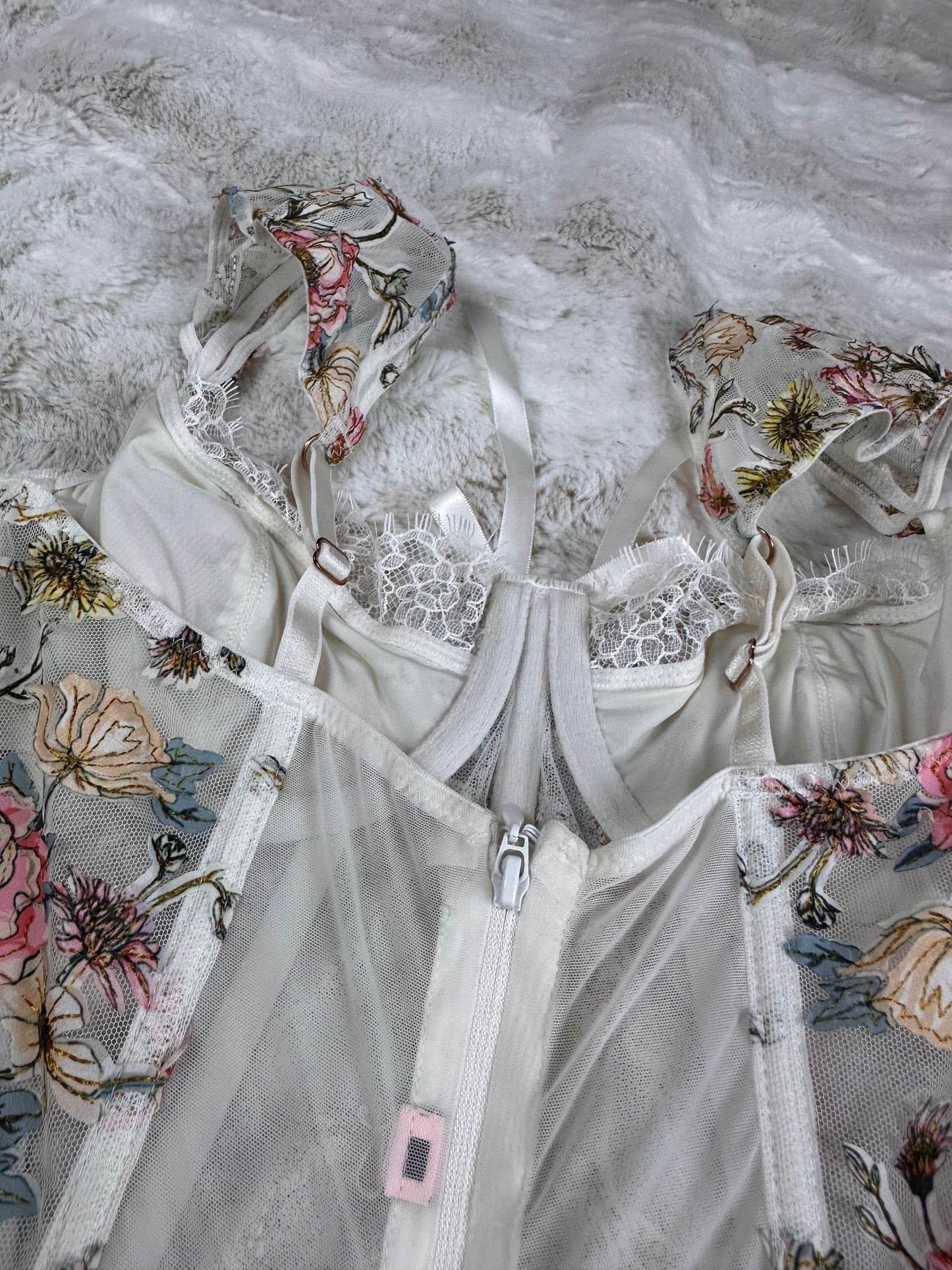 Victorias Secret Floral Embroidered Lingerie Corset Top - Small
