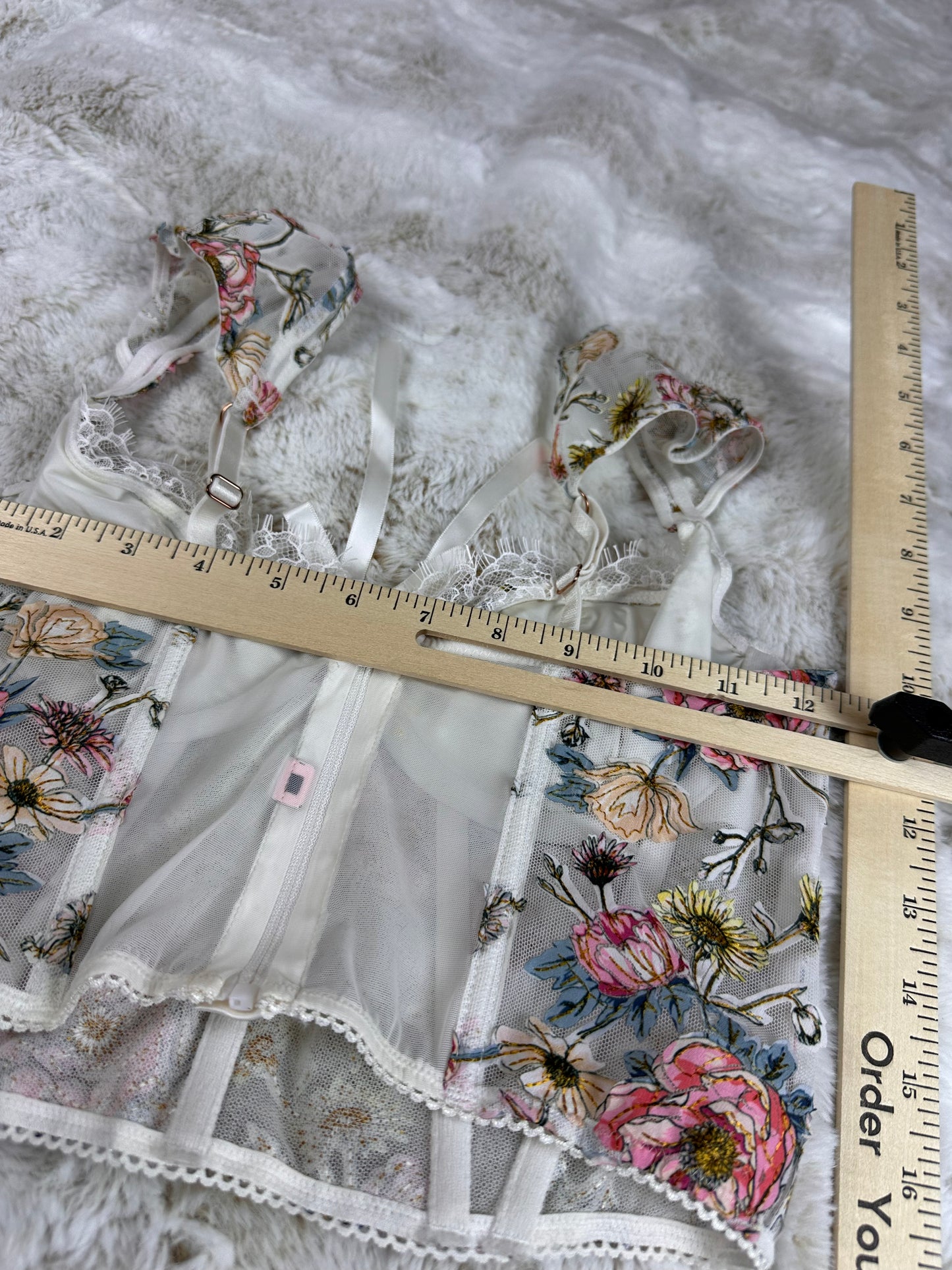 Victorias Secret Floral Embroidered Lingerie Corset Top - Small