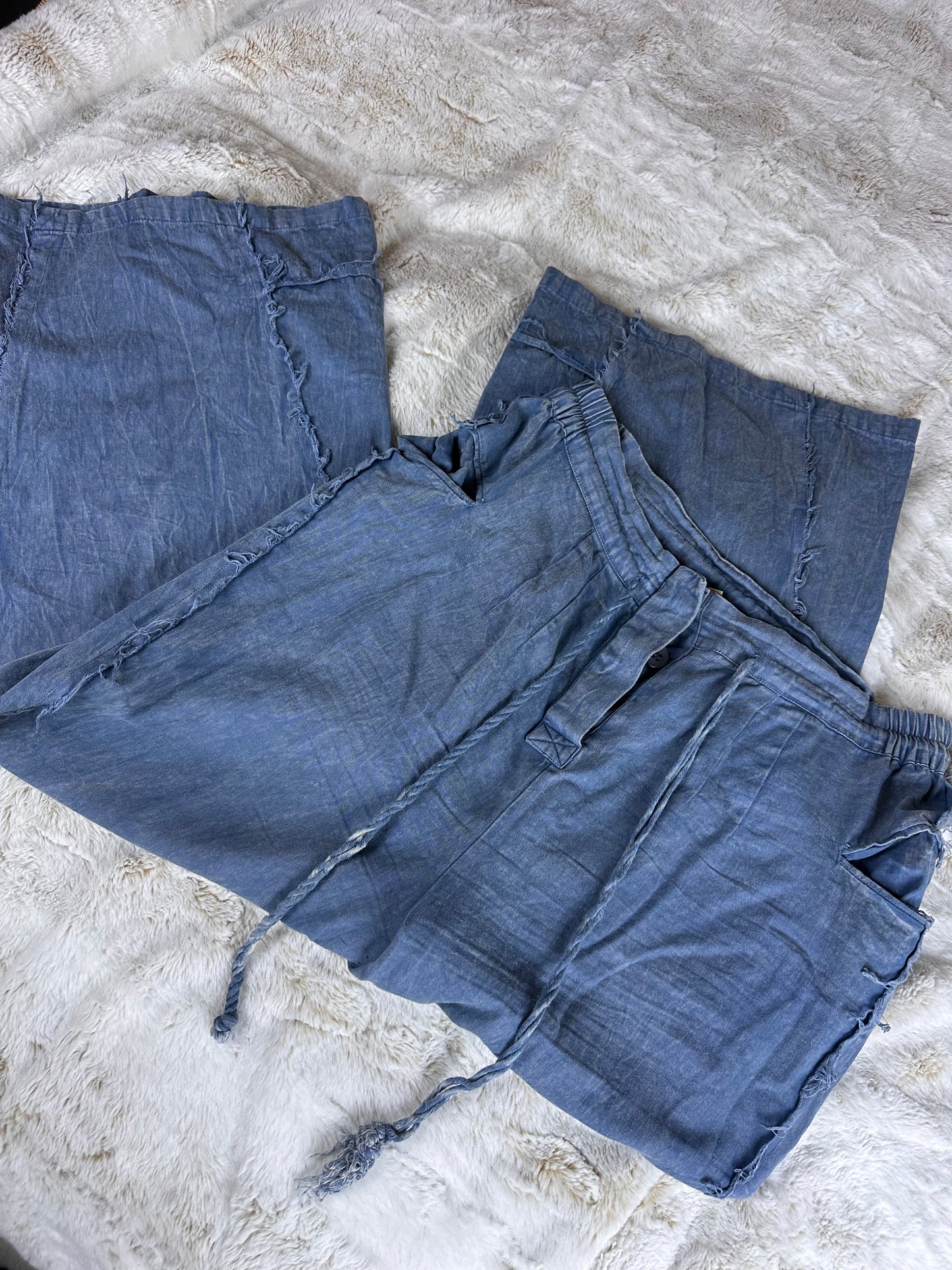 Earth Bound Wide Leg High Rise Chambray Wide Leg Pants - XL