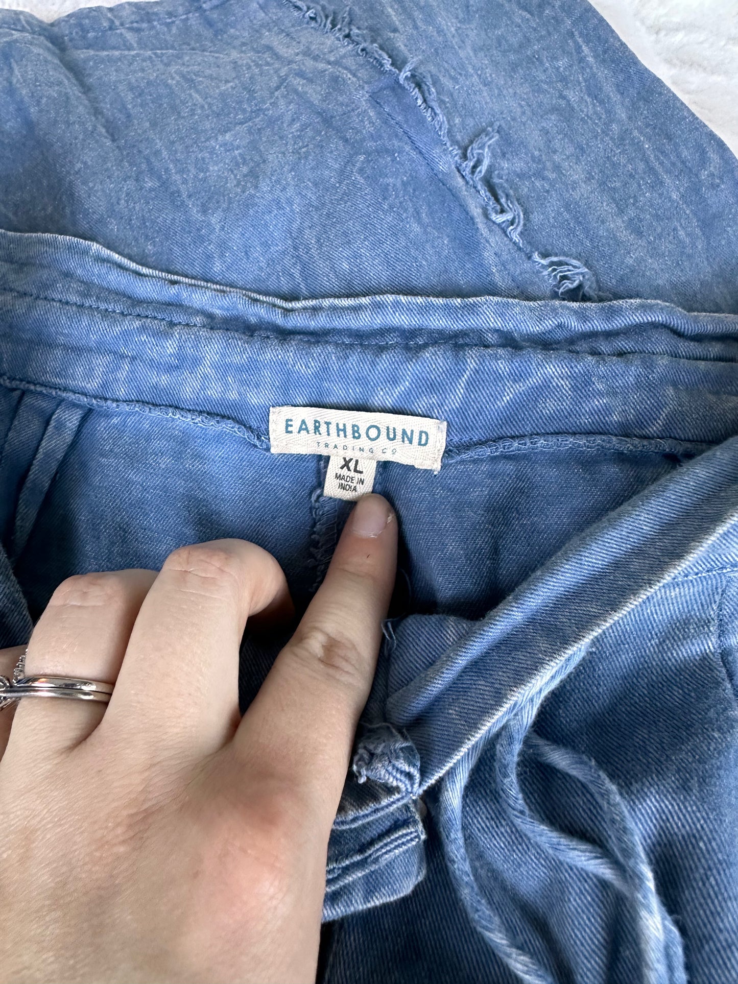 Earth Bound Wide Leg High Rise Chambray Wide Leg Pants - XL