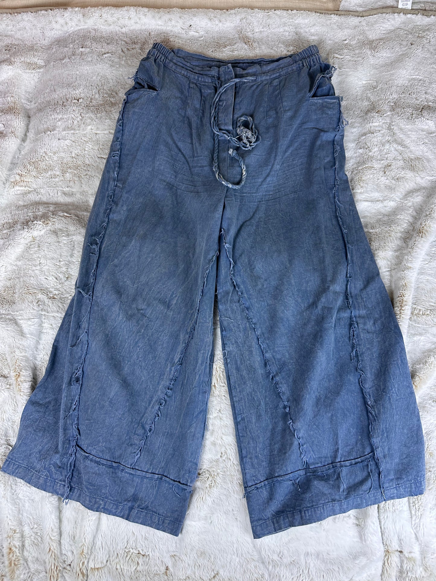 Earth Bound Wide Leg High Rise Chambray Wide Leg Pants - XL