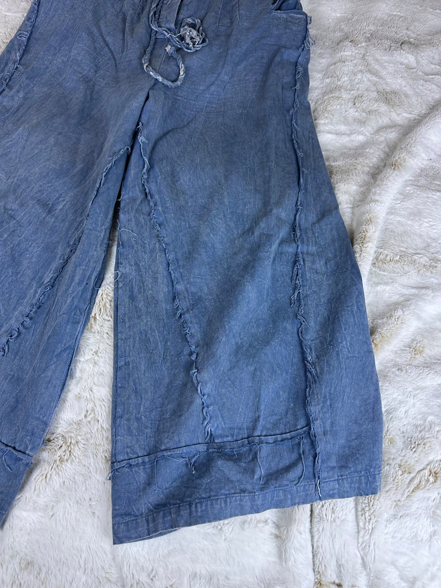 Earth Bound Wide Leg High Rise Chambray Wide Leg Pants - XL