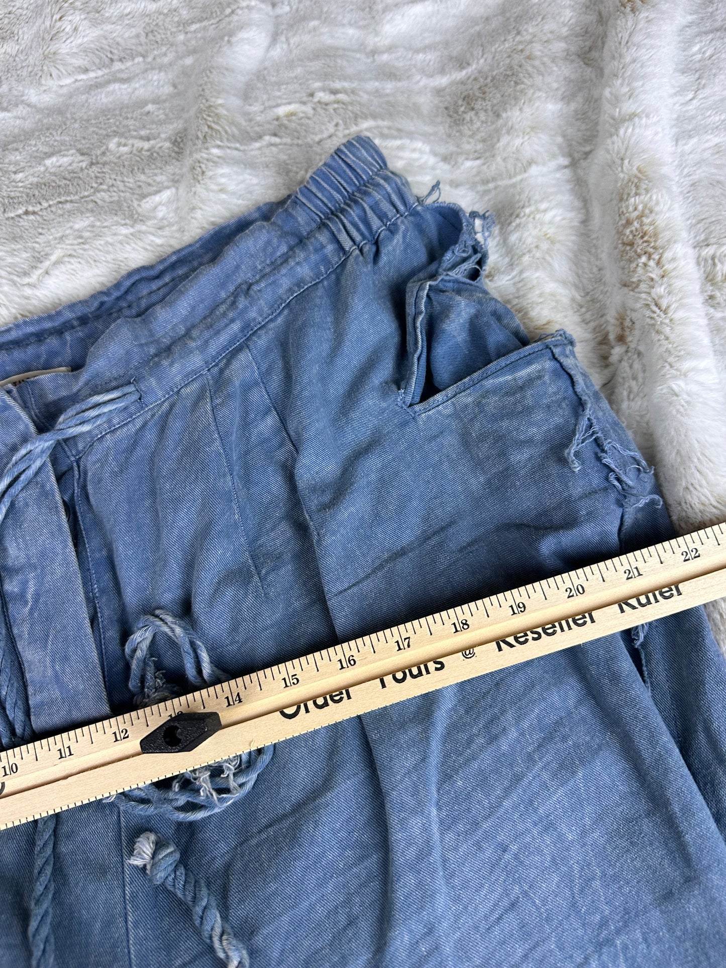 Earth Bound Wide Leg High Rise Chambray Wide Leg Pants - XL