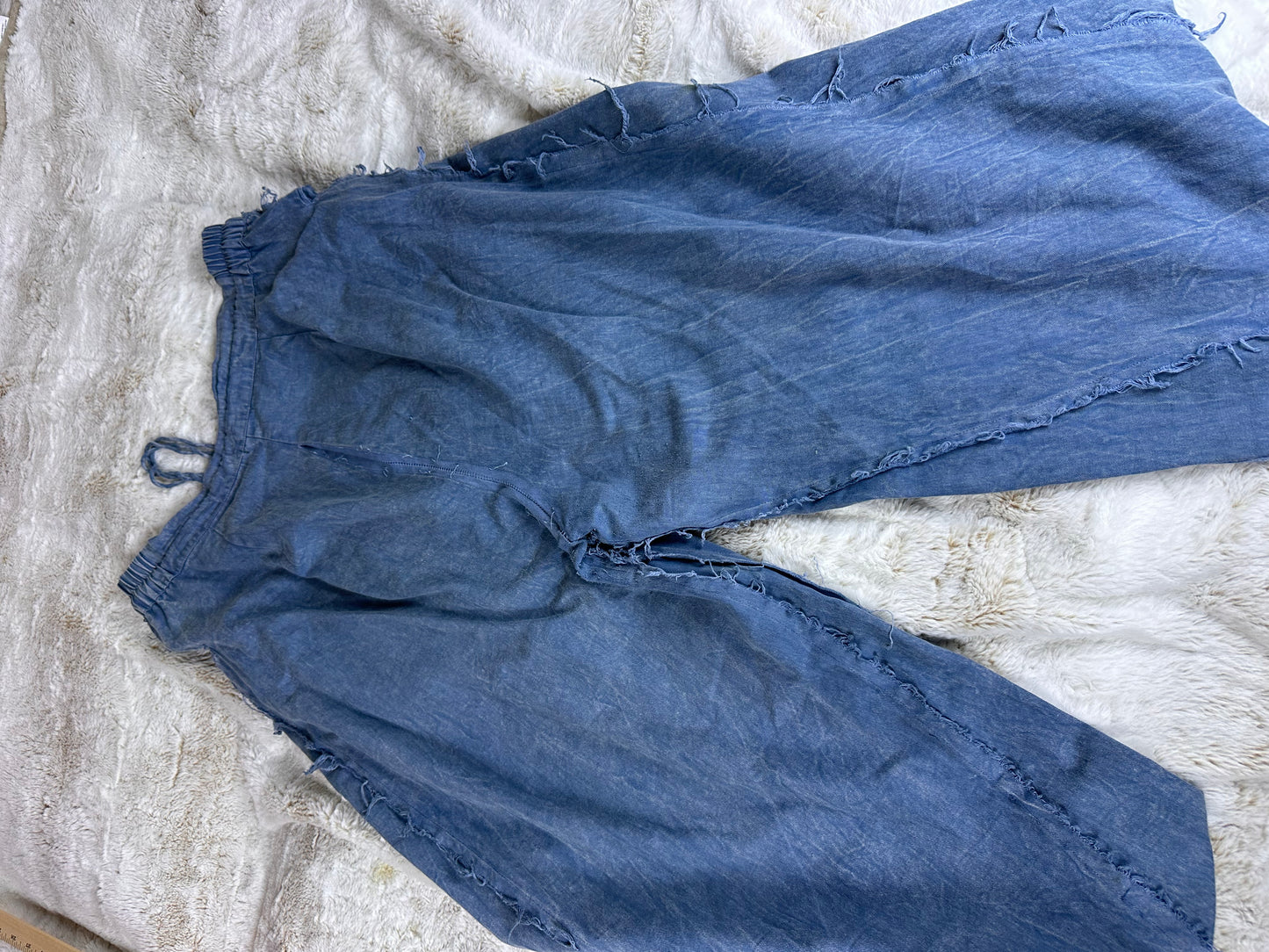 Earth Bound Wide Leg High Rise Chambray Wide Leg Pants - XL