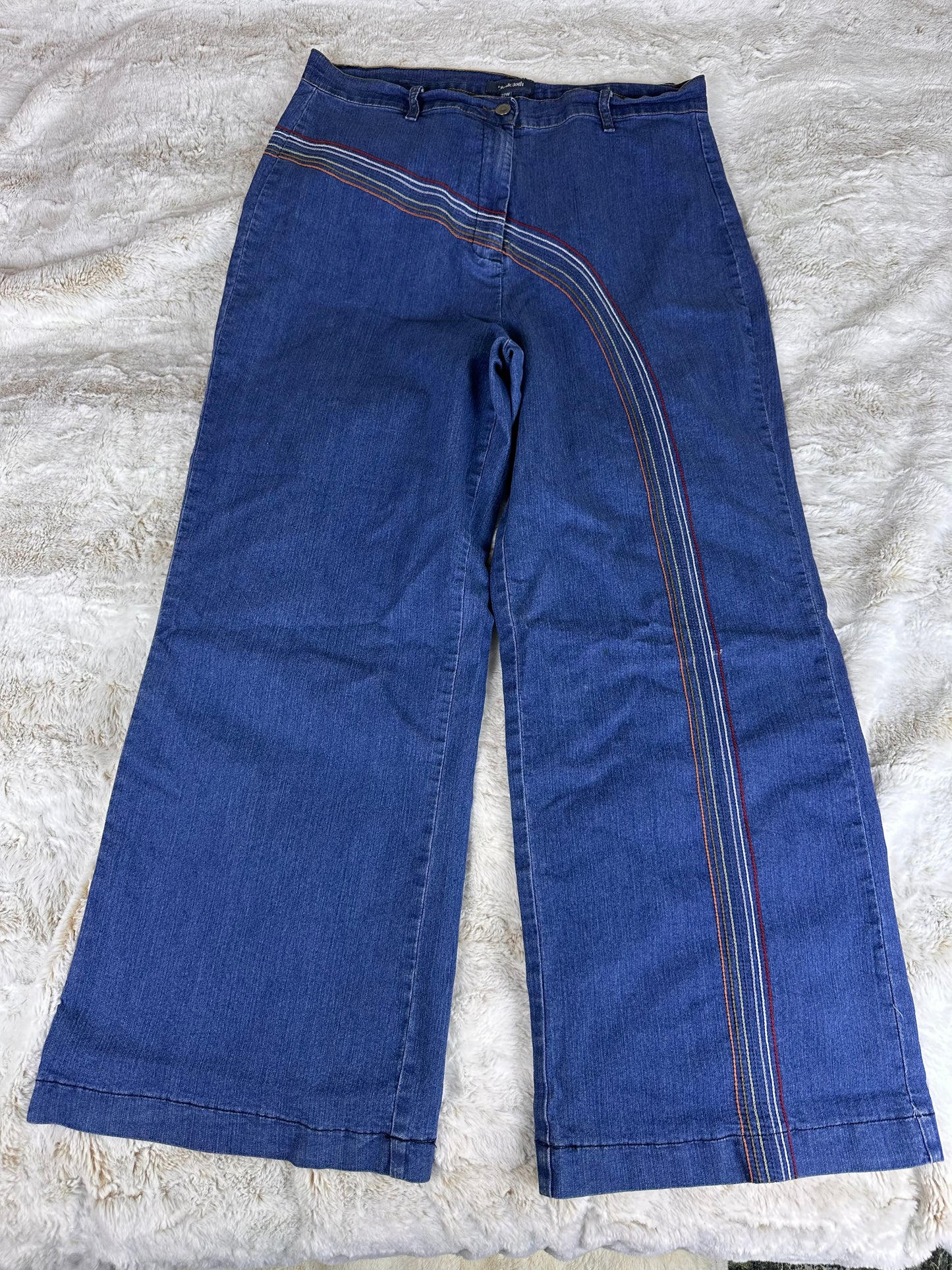 Modcloth Rainbow Stitched Wide Leg Denim Jeans - 22W