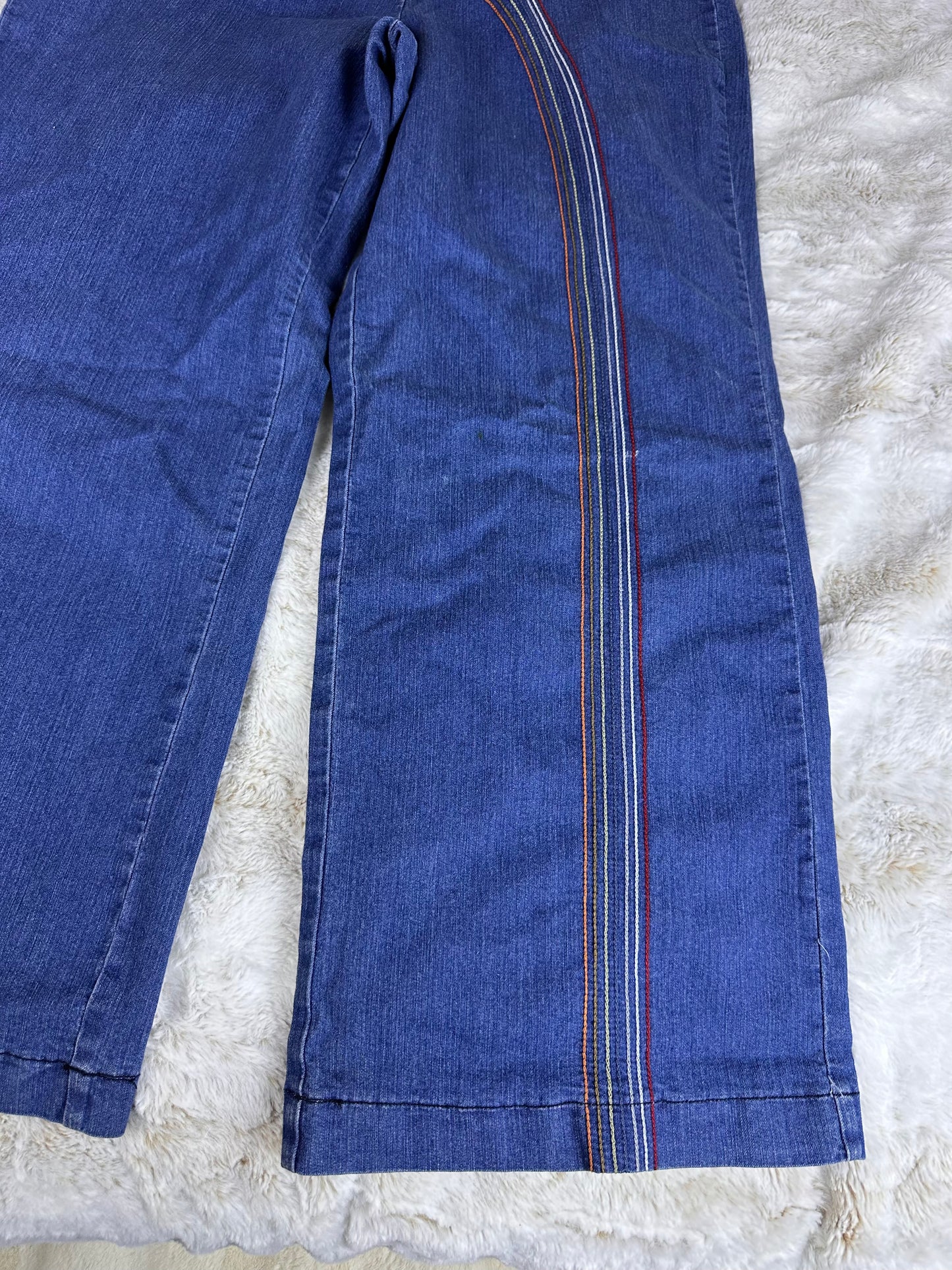 Modcloth Rainbow Stitched Wide Leg Denim Jeans - 22W