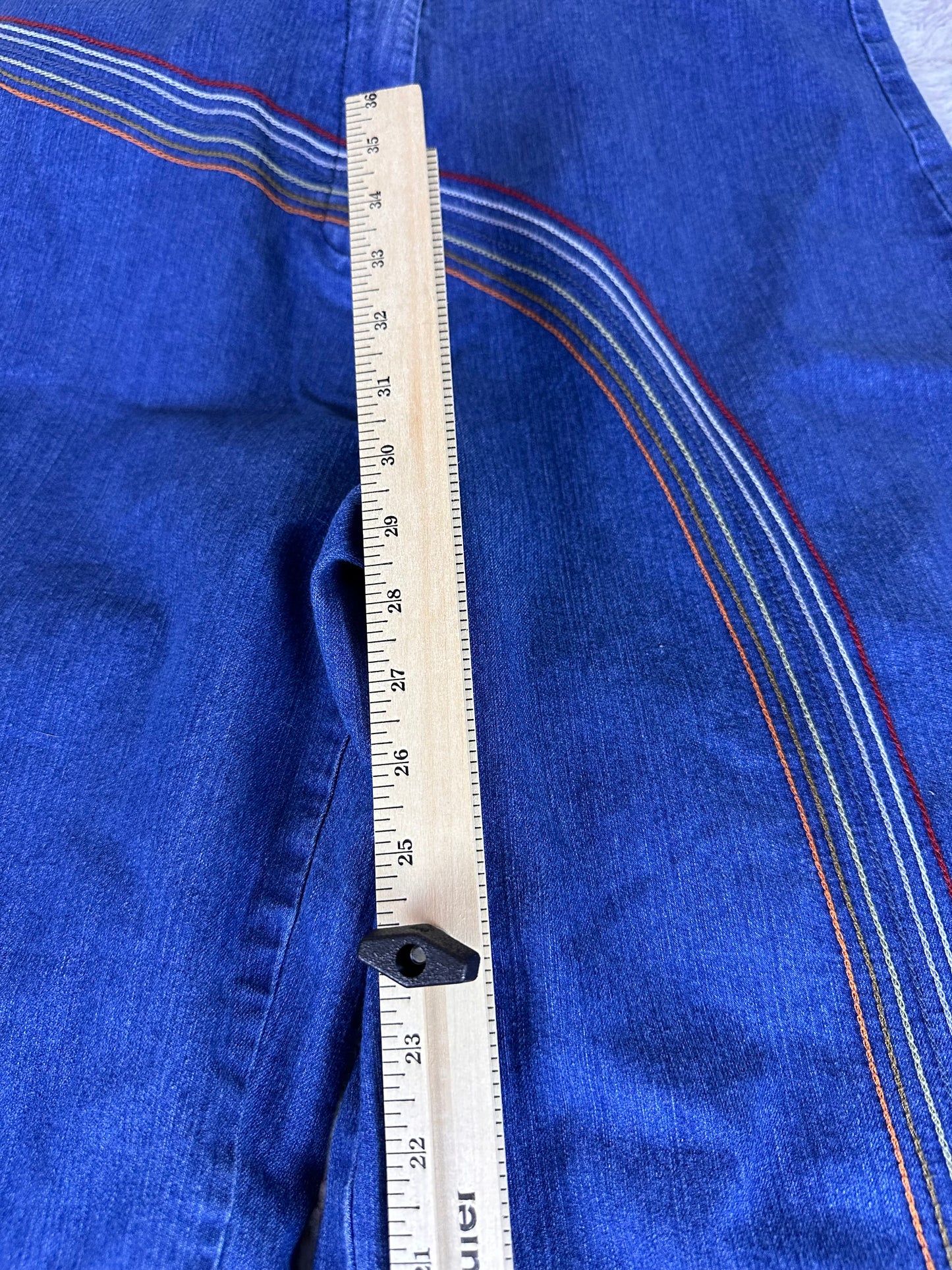 Modcloth Rainbow Stitched Wide Leg Denim Jeans - 22W