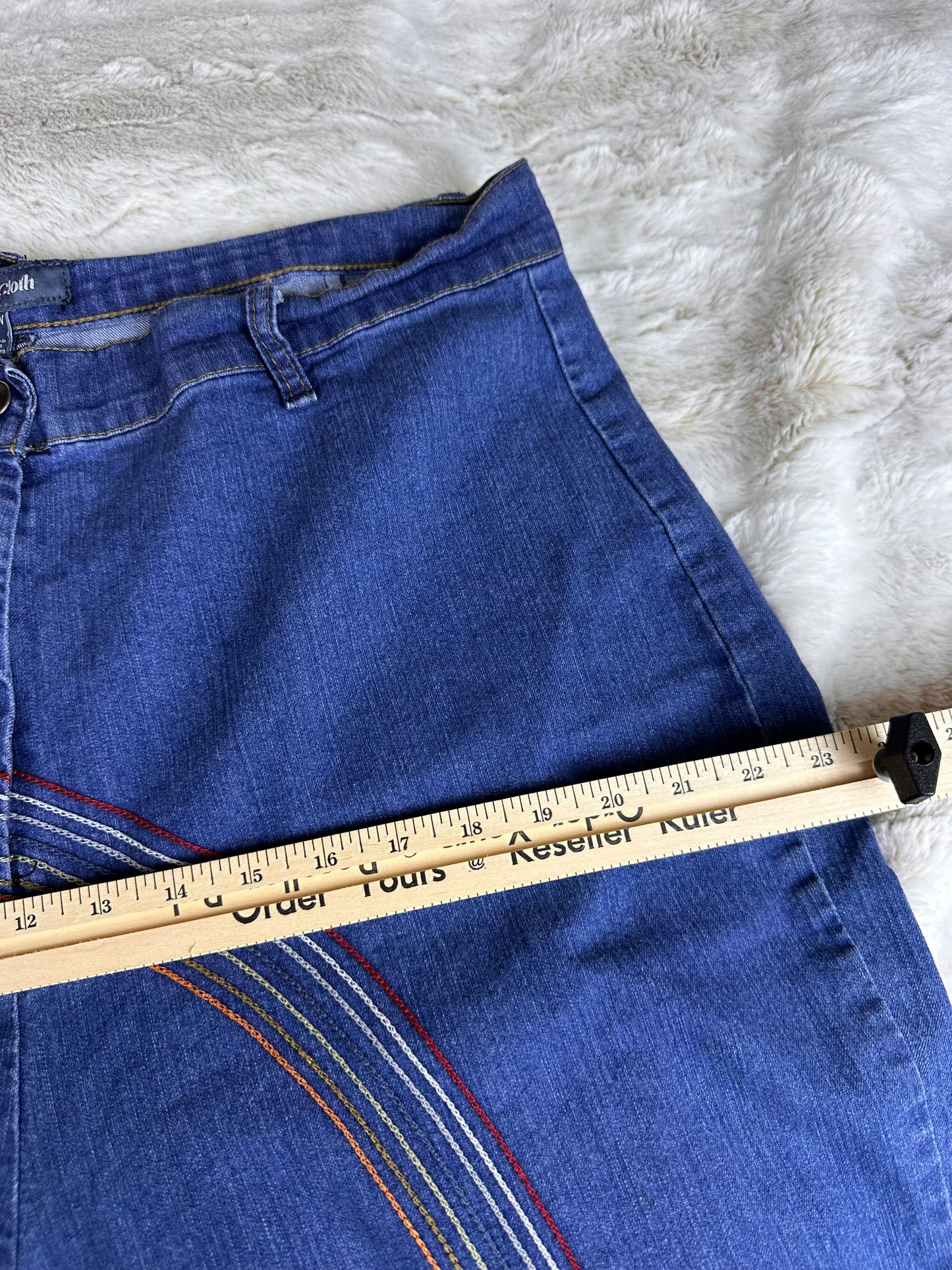 Modcloth Rainbow Stitched Wide Leg Denim Jeans - 22W