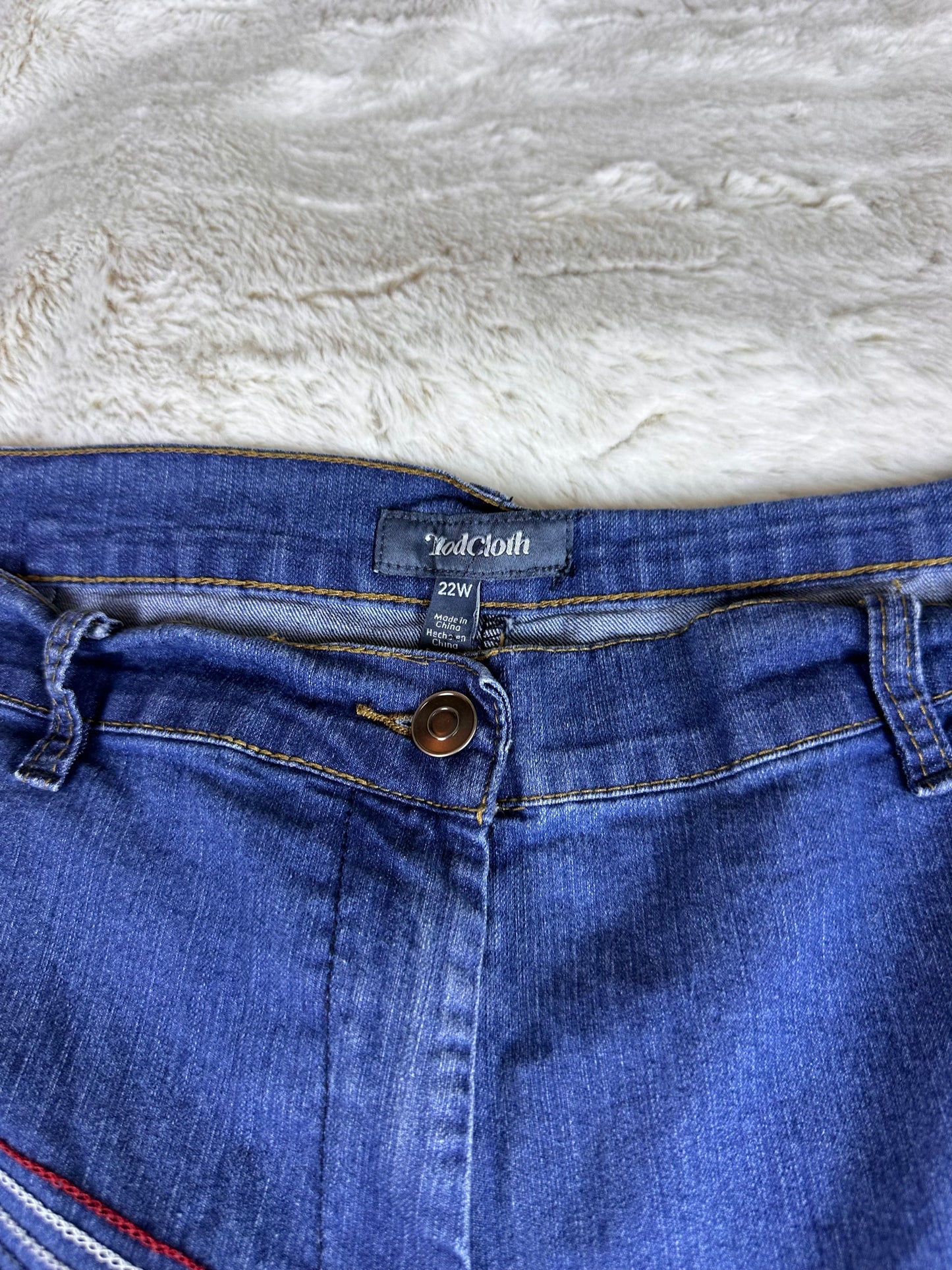 Modcloth Rainbow Stitched Wide Leg Denim Jeans - 22W