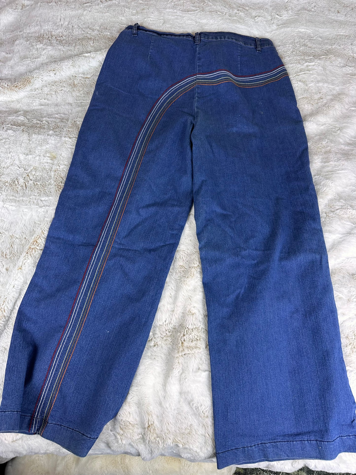 Modcloth Rainbow Stitched Wide Leg Denim Jeans - 22W
