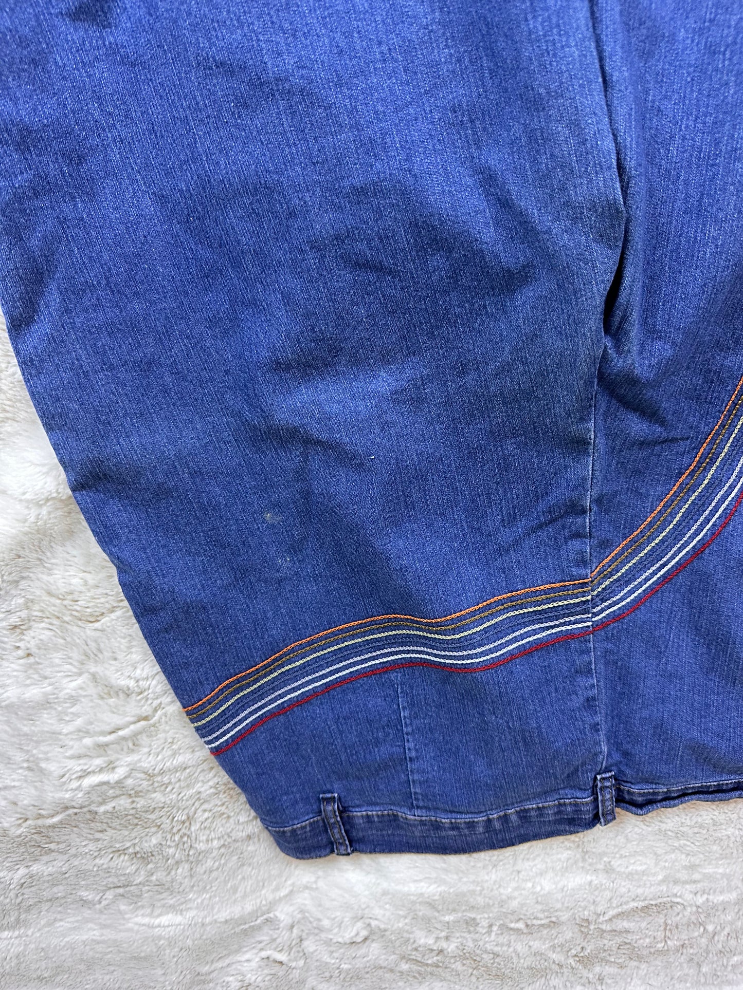 Modcloth Rainbow Stitched Wide Leg Denim Jeans - 22W