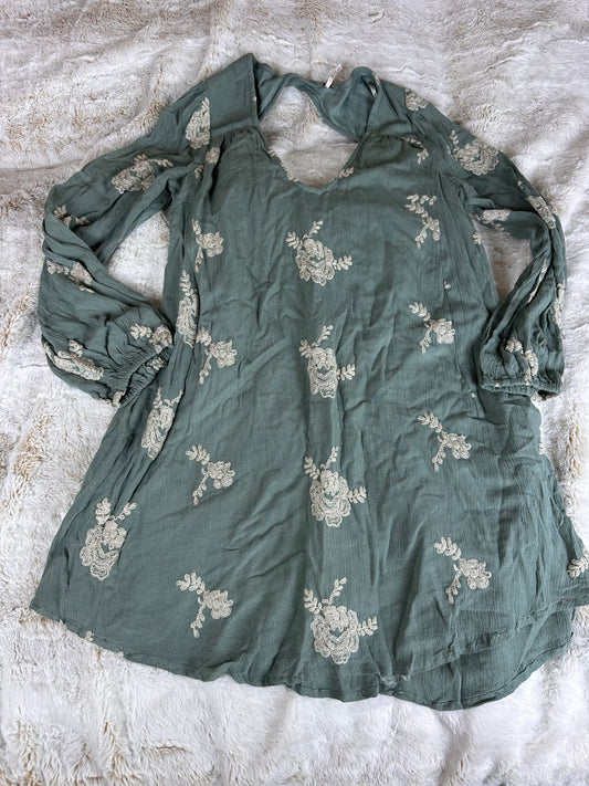 Free People Teal Embroidered Dress - Medium