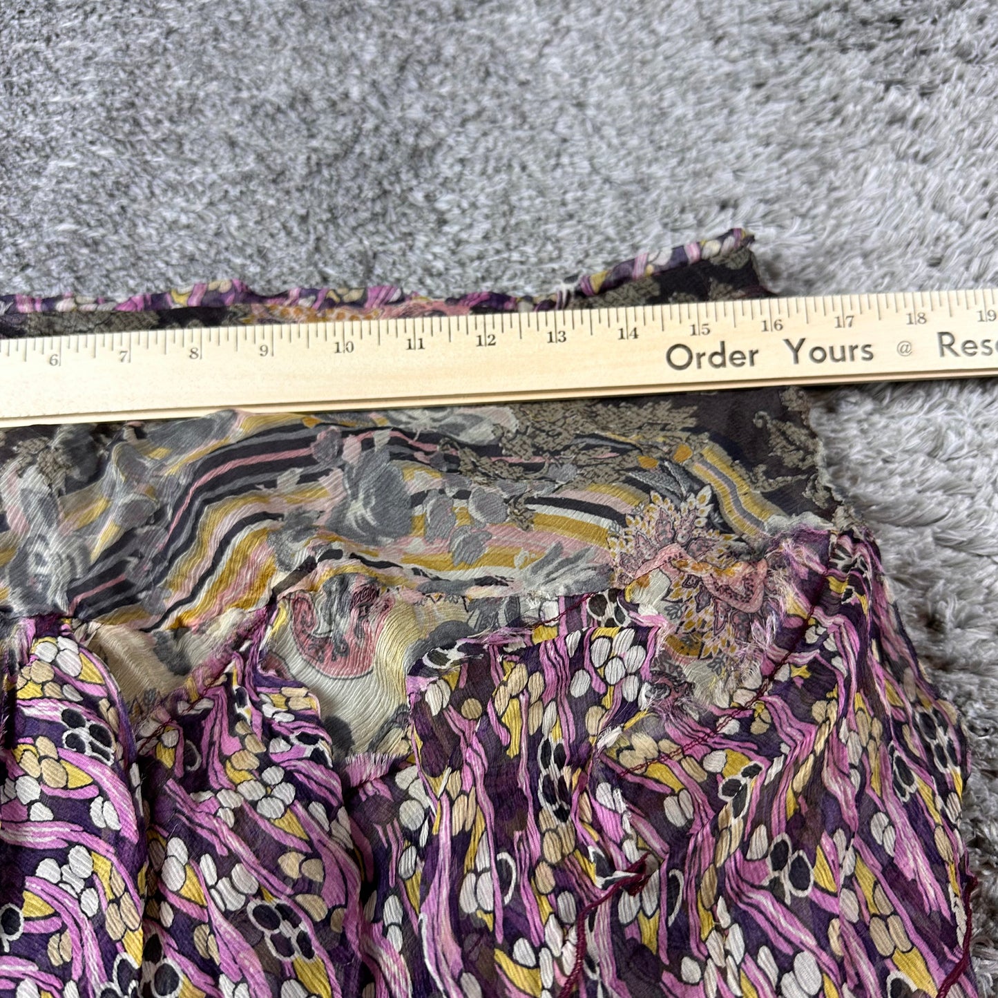 Johnny Was Patterned Flowy & Ruffled Patchwork Silk Skirt // Large