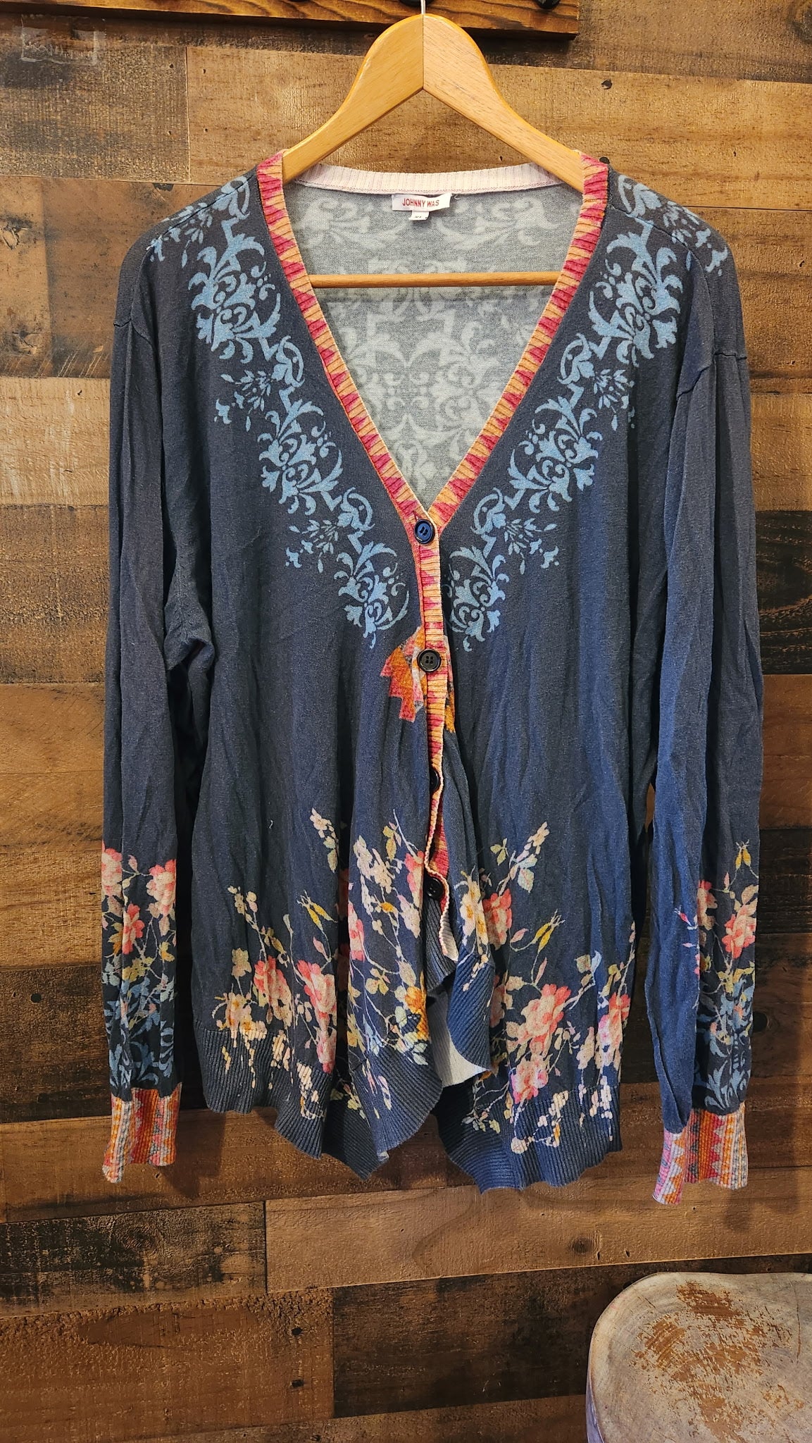 Johnny Was Wonder Swing Floral Button Up Cotton Cardigan - Size XL