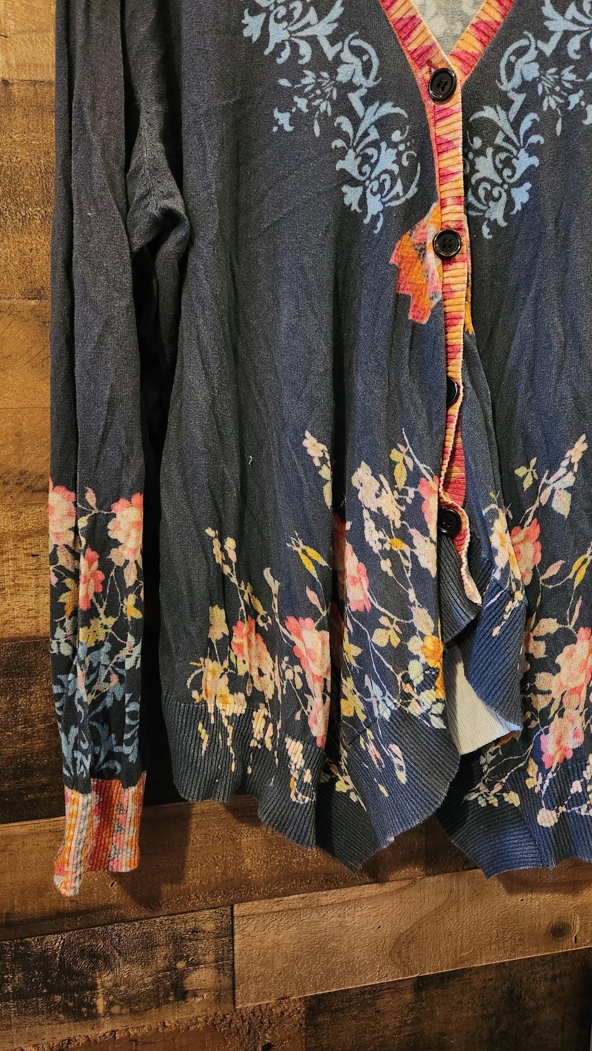 Johnny Was Wonder Swing Floral Button Up Cotton Cardigan - Size XL