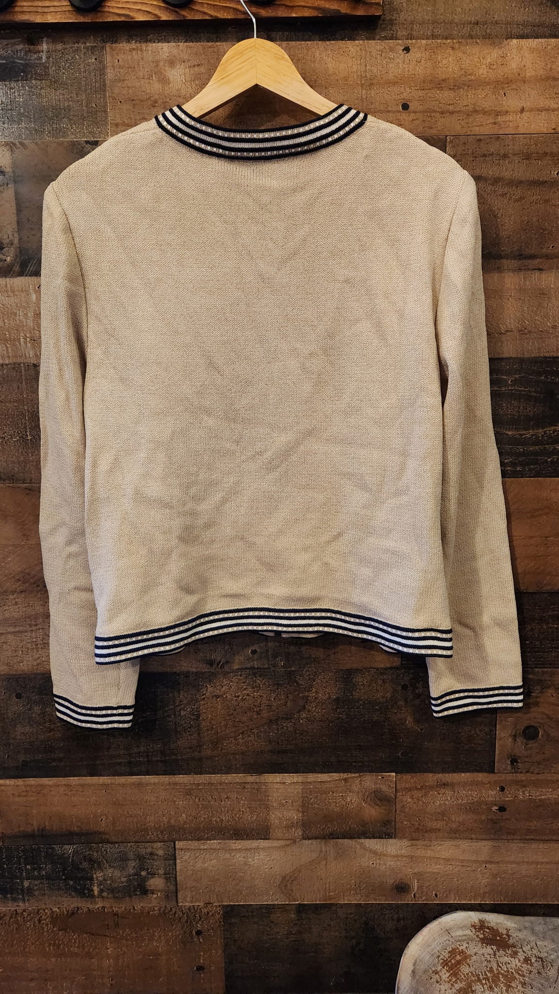 Vintage St. John Marie Gray Black & Neutral Zip Up Knit Top - Large
