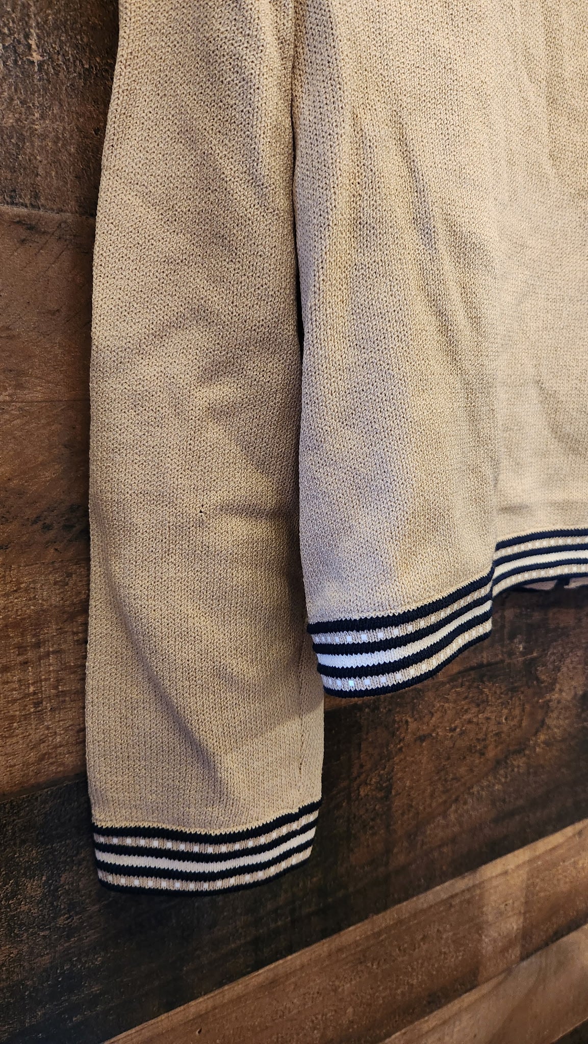 Vintage St. John Marie Gray Black & Neutral Zip Up Knit Top - Large