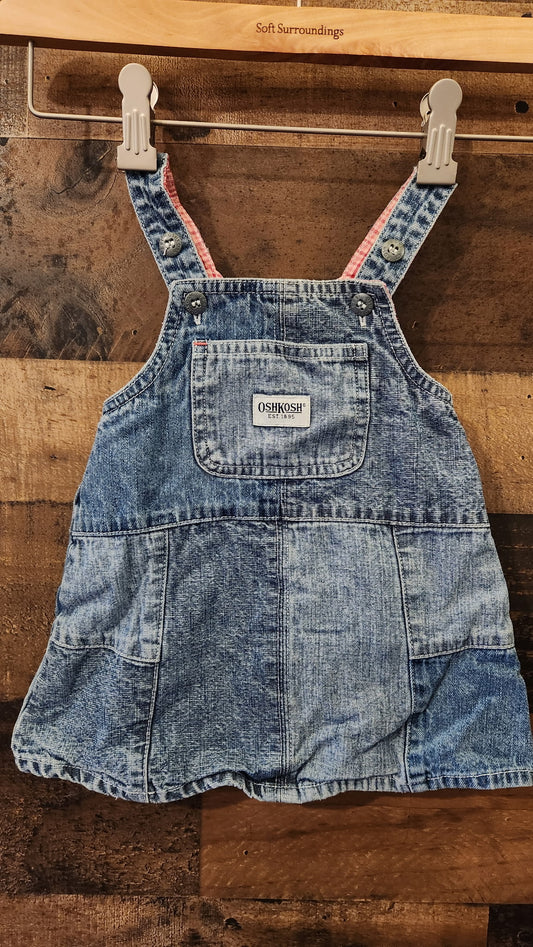 Vintage Denim Patchwork Overall Dress - 12 Months