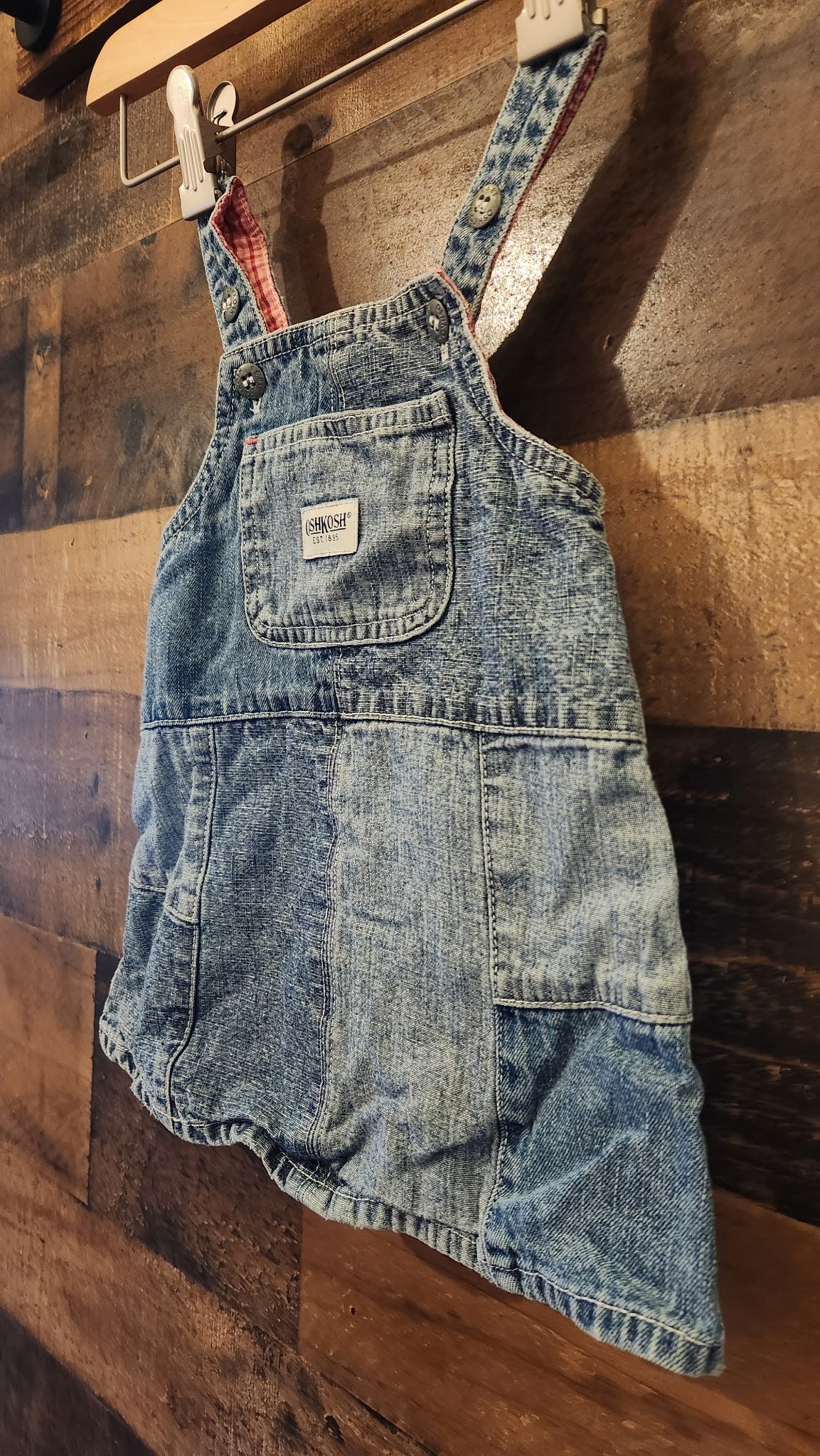 Vintage Denim Patchwork Overall Dress - 12 Months
